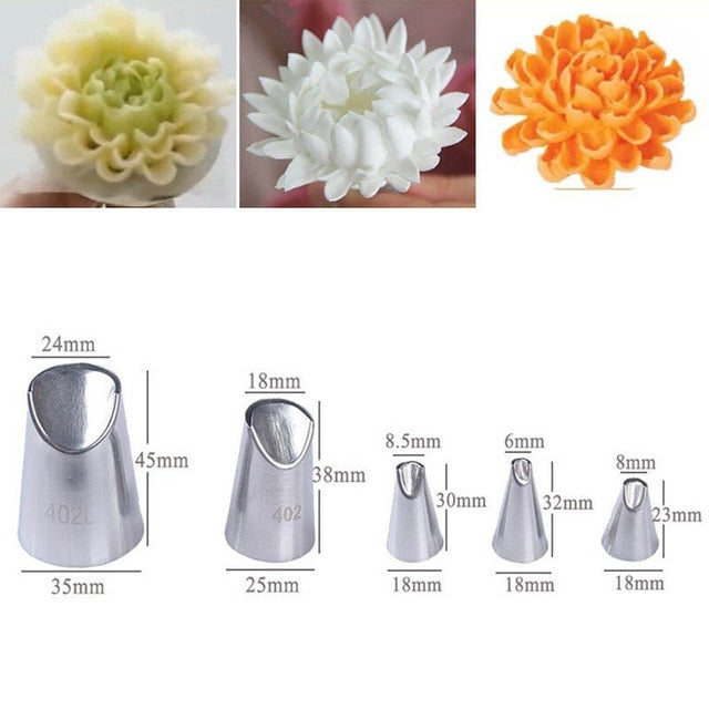 1/3/5/7pc/set of chrysanthemum Nozzle Icing Piping Pastry Nozzles kitchen gadget baking accessories Making cake decoration tools - Cookinero