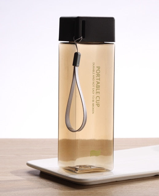Cute New Square Tea Milk Fruit Water Cup 500ml for Water Bottles drink with Rope Transparent Sport Korean style Heat resistant - Cookinero