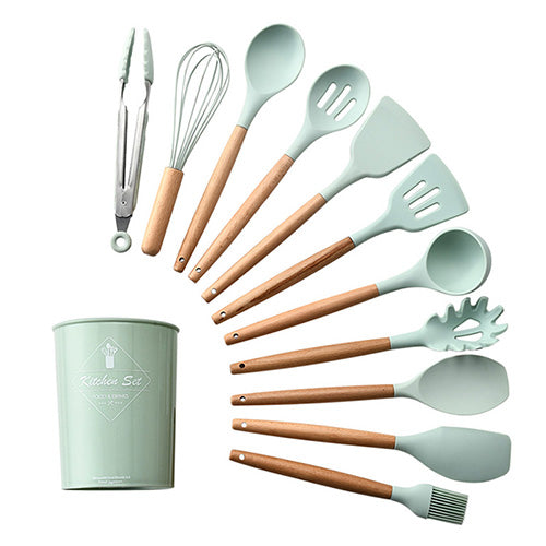 Silicone Kitchenware Cooking Utensils Set Heat Resistant Kitchen Non-Stick Cooking Utensils Baking Tools With Storage Box Tools - Cookinero