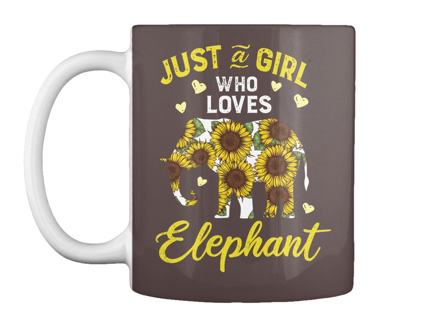Just A Girl Who Loves Elephant Sunflower Gift Coffee Mug - Cookinero