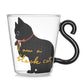 Behogar 250ml 8.45oz Cute Cat Pattern Mug Glass Cups with Kitty Tail Shaped Handle for Water Milk Coffee Drink Home Decor - Cookinero