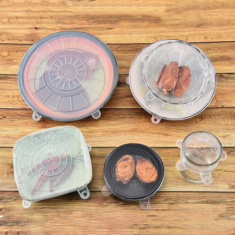6Pcs Kitchen Universal Accessories Silicone Reusable Food Wrap Bowl Pot Cover Silicone Stretch Lids Cooking Cookware Tools - Cookinero