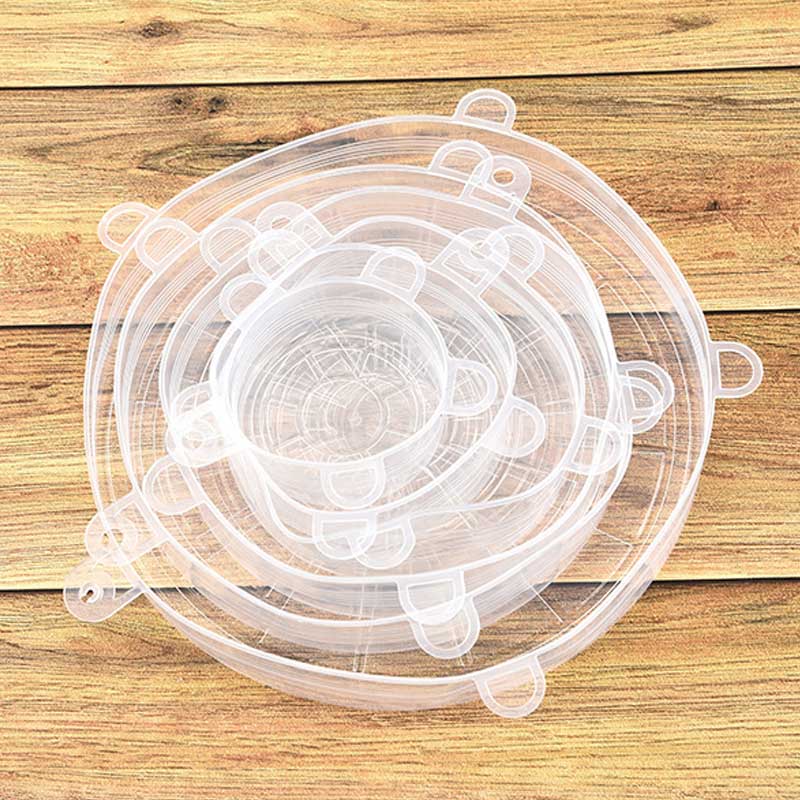 6Pcs Kitchen Universal Accessories Silicone Reusable Food Wrap Bowl Pot Cover Silicone Stretch Lids Cooking Cookware Tools - Cookinero