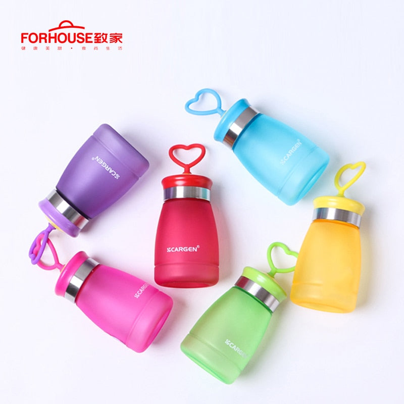 Lovely kids Water Bottle Candy Colors Sport Drinking Bottles With A Rope To Carry Leak-proof Portable for Travel Hiking Running - Cookinero