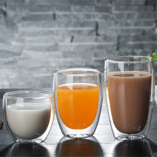 80/250/350/450ml Heat-resistant Double Wall Glass Cup Beer Coffee Cups Handmade Healthy Drink Mug Tea Mugs Transparent Drinkware - Cookinero