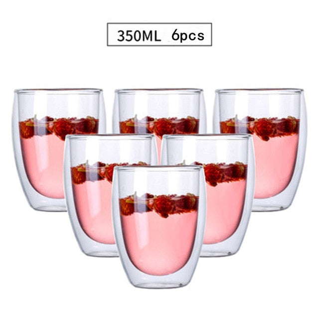 80/250/350/450ml Heat-resistant Double Wall Glass Cup Beer Coffee Cups Handmade Healthy Drink Mug Tea Mugs Transparent Drinkware - Cookinero