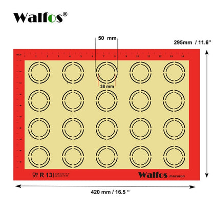 WALFOS Non-Stick Silicone Baking Mat Pad Sheet Baking pastry tools Rolling Dough Mat Large Size for Cake Cookie Macaron - Cookinero