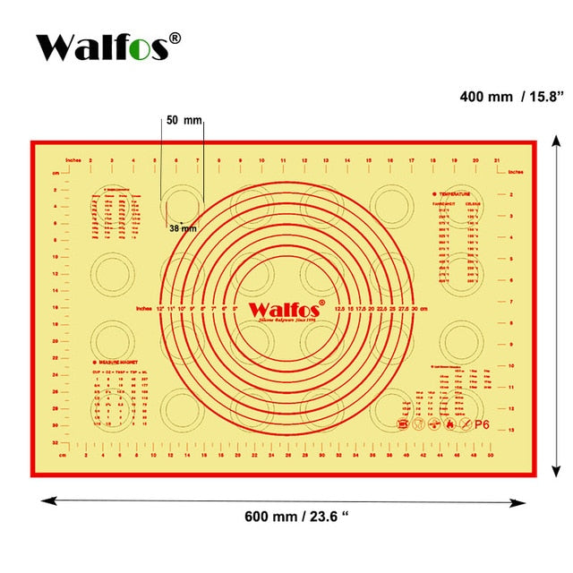 WALFOS Non-Stick Silicone Baking Mat Pad Sheet Baking pastry tools Rolling Dough Mat Large Size for Cake Cookie Macaron - Cookinero