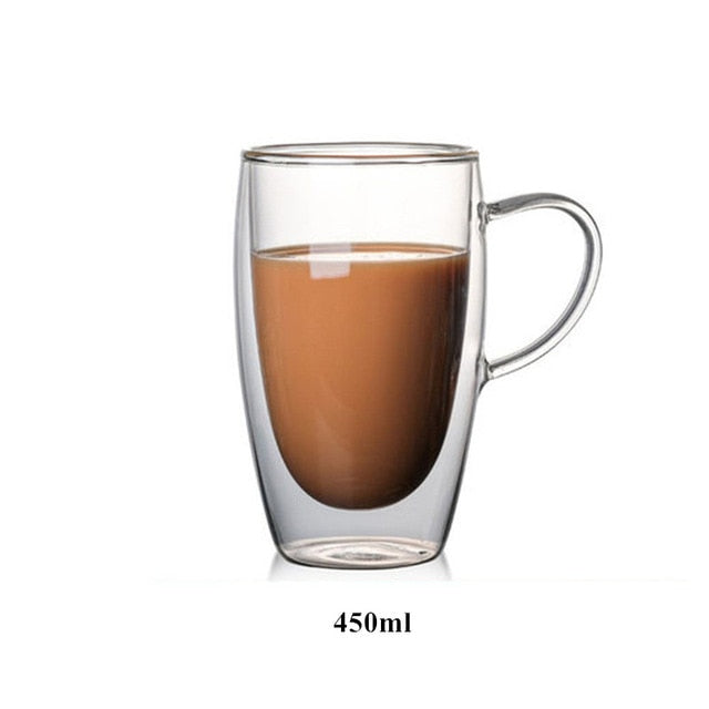 80/250/350/450ml Heat-resistant Double Wall Glass Cup Beer Coffee Cups Handmade Healthy Drink Mug Tea Mugs Transparent Drinkware - Cookinero