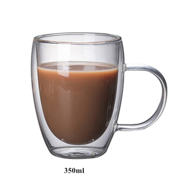 80/250/350/450ml Heat-resistant Double Wall Glass Cup Beer Coffee Cups Handmade Healthy Drink Mug Tea Mugs Transparent Drinkware - Cookinero