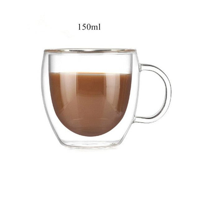 80/250/350/450ml Heat-resistant Double Wall Glass Cup Beer Coffee Cups Handmade Healthy Drink Mug Tea Mugs Transparent Drinkware - Cookinero