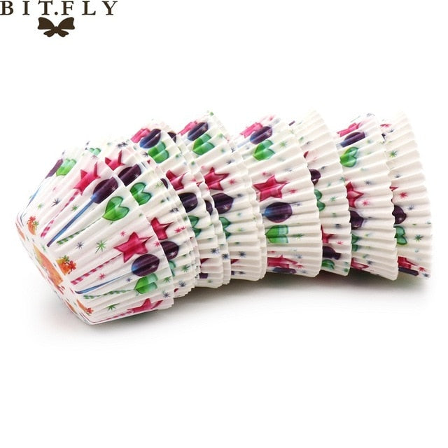 BITFLY 100Pcs Rainbow Cupcake Paper Liners Muffin Cases Cup Cake Topper Baking Tray Kitchen Accessories Pastry Decoration Tools - Cookinero