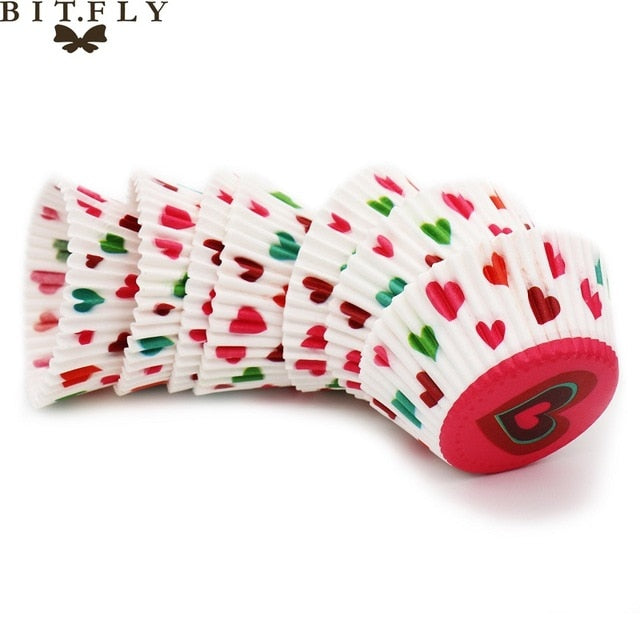 BITFLY 100Pcs Rainbow Cupcake Paper Liners Muffin Cases Cup Cake Topper Baking Tray Kitchen Accessories Pastry Decoration Tools - Cookinero
