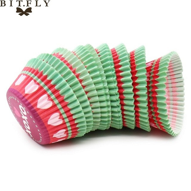 BITFLY 100Pcs Rainbow Cupcake Paper Liners Muffin Cases Cup Cake Topper Baking Tray Kitchen Accessories Pastry Decoration Tools - Cookinero