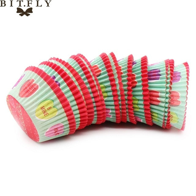 BITFLY 100Pcs Rainbow Cupcake Paper Liners Muffin Cases Cup Cake Topper Baking Tray Kitchen Accessories Pastry Decoration Tools - Cookinero