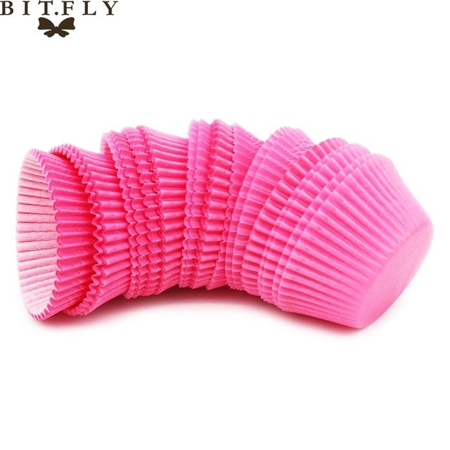 BITFLY 100Pcs Rainbow Cupcake Paper Liners Muffin Cases Cup Cake Topper Baking Tray Kitchen Accessories Pastry Decoration Tools - Cookinero
