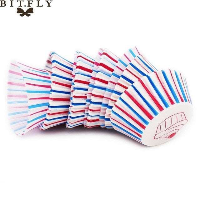 BITFLY 100Pcs Rainbow Cupcake Paper Liners Muffin Cases Cup Cake Topper Baking Tray Kitchen Accessories Pastry Decoration Tools - Cookinero