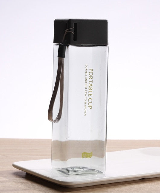 Cute New Square Tea Milk Fruit Water Cup 500ml for Water Bottles drink with Rope Transparent Sport Korean style Heat resistant - Cookinero