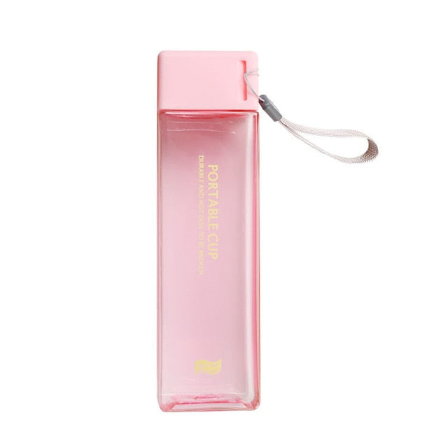 Cute New Square Tea Milk Fruit Water Cup 500ml for Water Bottles drink with Rope Transparent Sport Korean style Heat resistant - Cookinero