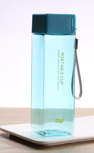 Cute New Square Tea Milk Fruit Water Cup 500ml for Water Bottles drink with Rope Transparent Sport Korean style Heat resistant - Cookinero