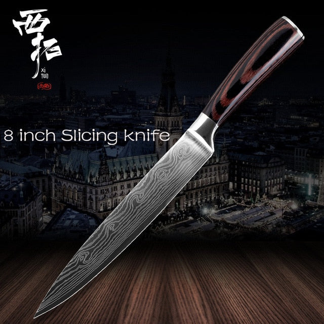 XITUO Chef Bread Eviscerate Sliced Fruit Chinese Japanese Kitchen Knife Sharp Utility santoku Complete Damascus Pattern Cooking - Cookinero