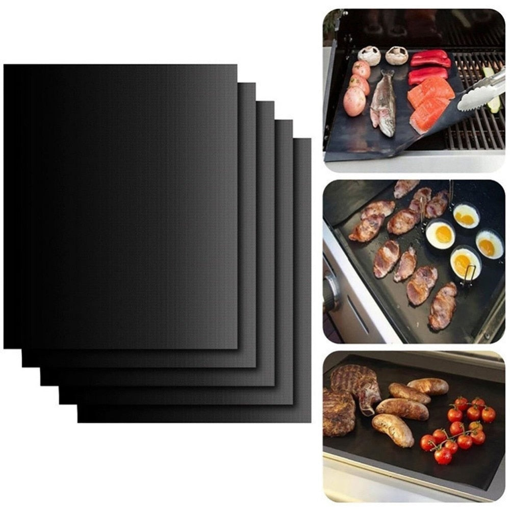 Meijuner 2pcs Non-stick BBQ Grill Mat Baking Mat Teflon Cooking Grilling Sheet Heat Resistance Easily Cleaned Kitchen Tools - Cookinero