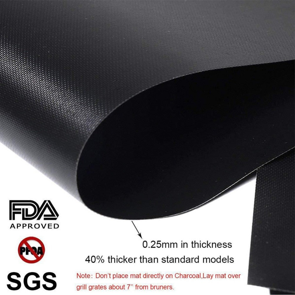 Meijuner 2pcs Non-stick BBQ Grill Mat Baking Mat Teflon Cooking Grilling Sheet Heat Resistance Easily Cleaned Kitchen Tools - Cookinero
