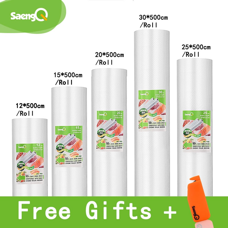 saengQ vacuum bags for food Vacuum Sealer Food Fresh Long Keeping 12+15+20+25+30cm*500cm Rolls/Lot bags for vacuum packer - Cookinero
