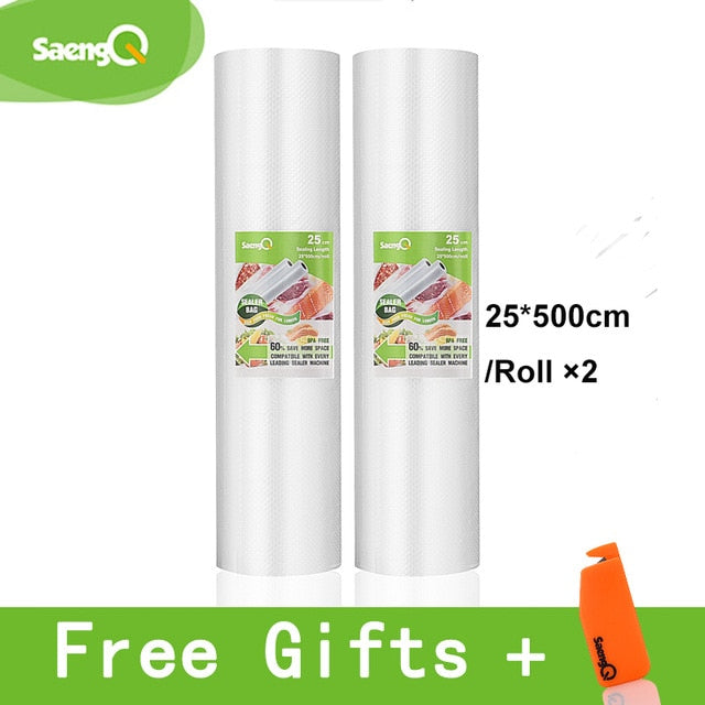 saengQ vacuum bags for food Vacuum Sealer Food Fresh Long Keeping 12+15+20+25+30cm*500cm Rolls/Lot bags for vacuum packer - Cookinero