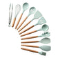 9/10/12PCS Silicone Cooking Utensils Set Non-stick Spatula Shovel Wooden Handle Cooking Tools Set With Storage Box Kitchen Tools - Cookinero