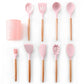 9/10/12PCS Silicone Cooking Utensils Set Non-stick Spatula Shovel Wooden Handle Cooking Tools Set With Storage Box Kitchen Tools - Cookinero
