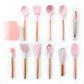 9/10/12PCS Silicone Cooking Utensils Set Non-stick Spatula Shovel Wooden Handle Cooking Tools Set With Storage Box Kitchen Tools - Cookinero