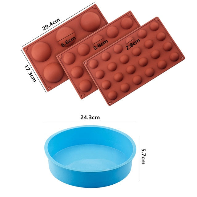 Ball Sphere Silicone Mold For Cake Pastry Baking Chocolate Candy Fondant Bakeware Round Shape Dessert Mould DIY Decorating - Cookinero