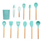 9/10/12PCS Silicone Cooking Utensils Set Non-stick Spatula Shovel Wooden Handle Cooking Tools Set With Storage Box Kitchen Tools - Cookinero