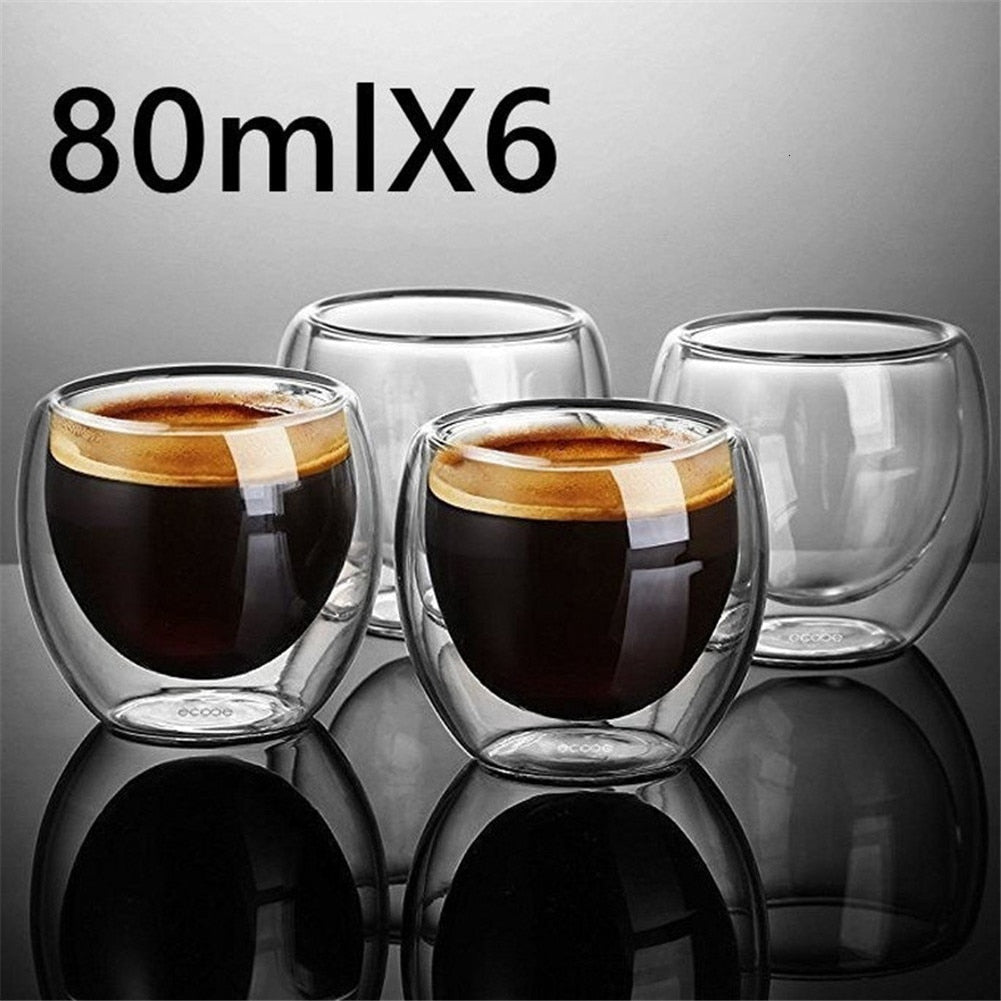 New  Heat-resistant Double Wall Glass Cup Beer Espresso Coffee Cup Set Handmade Beer Mug Tea glass Whiskey Glass Cups Drinkware - Cookinero