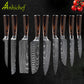 Kitchen knives Set Professional Chef Knives Japanese 7CR17 440C High Carbon Stainless Steel Imitation Damascus Pattern Knife Set - Cookinero