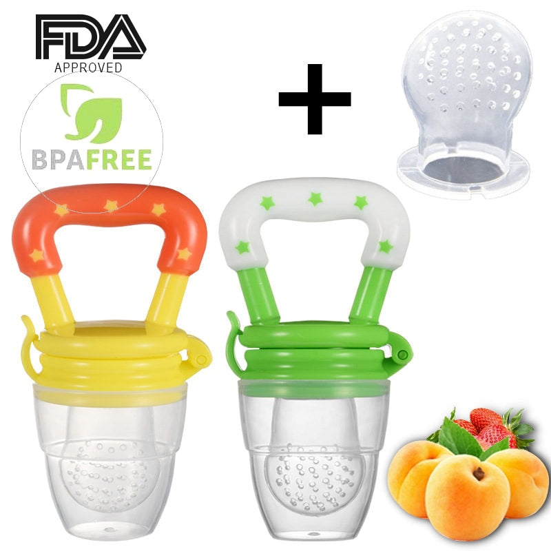 Baby Food Feeder Pacifier Fresh Fruit Feeder Infant Teething Toy Nibbler Teether Pacifier Safe Silicone Pacifier for Baby S M L - Cookinero