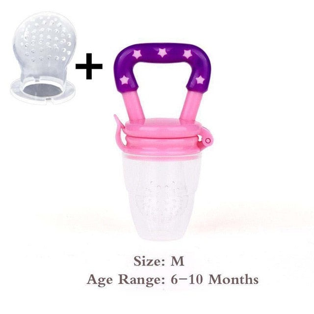 Baby Food Feeder Pacifier Fresh Fruit Feeder Infant Teething Toy Nibbler Teether Pacifier Safe Silicone Pacifier for Baby S M L - Cookinero
