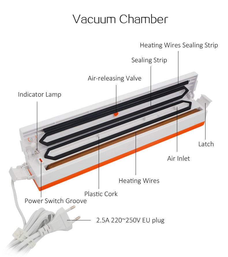 Vacuum Sealer Packaging Machine 220V/110V Household Food Vacuum Sealer Film Sealer Vacuum Packer Including 15Pcs Bags - Cookinero