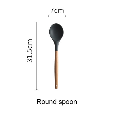 Silicone Kitchen Tools Set Cooking Tools Utensils Set Spatula Shovel Soup Spoon with Wooden Handle Special Heat-resistant Design - Cookinero