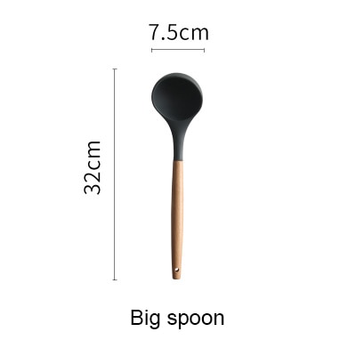 Silicone Kitchen Tools Set Cooking Tools Utensils Set Spatula Shovel Soup Spoon with Wooden Handle Special Heat-resistant Design - Cookinero