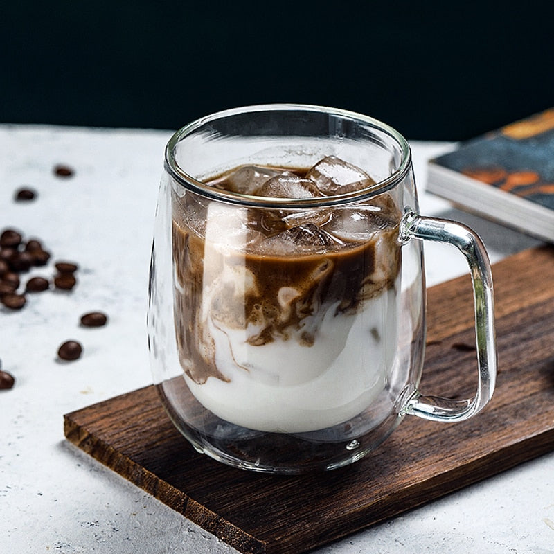 1pcs Double Wall Glass Cup Beer Coffee Heart Cups Heat Resistant Healthy Drink Mug Tea Mugs Transparent Drinkware Dropshipping - Cookinero
