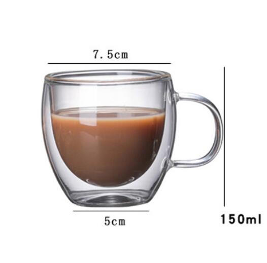 1pcs Double Wall Glass Cup Beer Coffee Heart Cups Heat Resistant Healthy Drink Mug Tea Mugs Transparent Drinkware Dropshipping - Cookinero