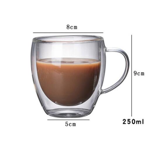 1pcs Double Wall Glass Cup Beer Coffee Heart Cups Heat Resistant Healthy Drink Mug Tea Mugs Transparent Drinkware Dropshipping - Cookinero
