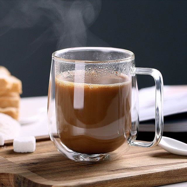 1pcs Double Wall Glass Cup Beer Coffee Heart Cups Heat Resistant Healthy Drink Mug Tea Mugs Transparent Drinkware Dropshipping - Cookinero