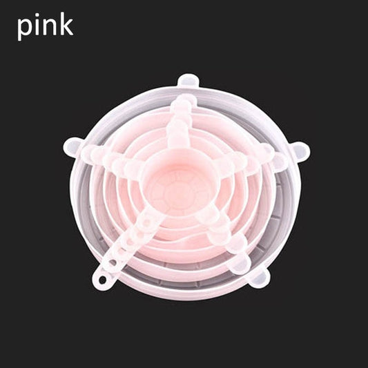 6Pcs Kitchen Universal Accessories Silicone Reusable Food Wrap Bowl Pot Cover Silicone Stretch Lids Cooking Cookware Tools - Cookinero