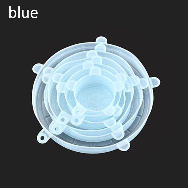 6Pcs Kitchen Universal Accessories Silicone Reusable Food Wrap Bowl Pot Cover Silicone Stretch Lids Cooking Cookware Tools - Cookinero