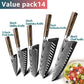 Kitchen knife Chef Knives Japanese 7CR17 440C High Carbon Stainless Steel Imitation Damascus Sanding Laser Knife - Cookinero