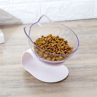 Explosive Cat Double Bowl Cat Bowl Dog Bowl Transparent AS Material Non-slip Food Bowl With Protection Cervical Transparent Cat - Cookinero