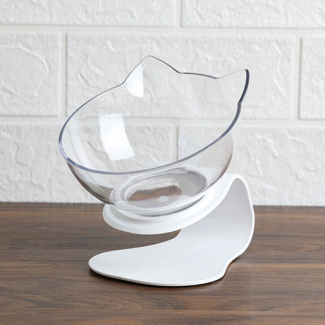 Explosive Cat Double Bowl Cat Bowl Dog Bowl Transparent AS Material Non-slip Food Bowl With Protection Cervical Transparent Cat - Cookinero